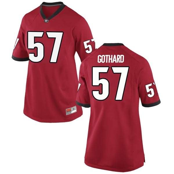 Women's Georgia Bulldogs #57 Daniel Gothard Red Game College NCAA Football Jersey OZP85M6E