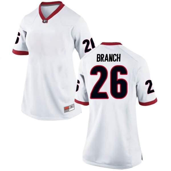 Women's Georgia Bulldogs #26 Daran Branch White Replica College NCAA Football Jersey QKM27M8V