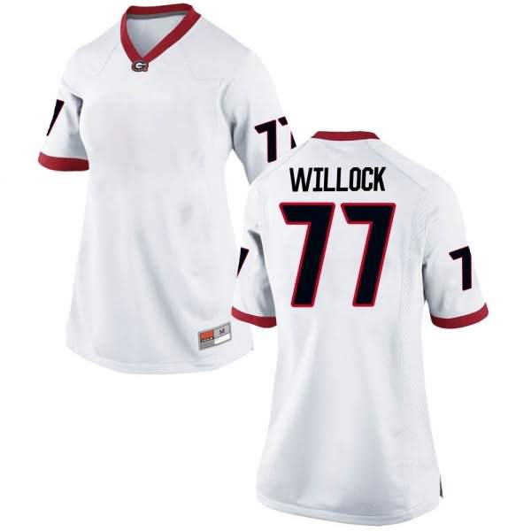 Women's Georgia Bulldogs #77 Devin Willock White Game College NCAA Football Jersey ZQE03M0R