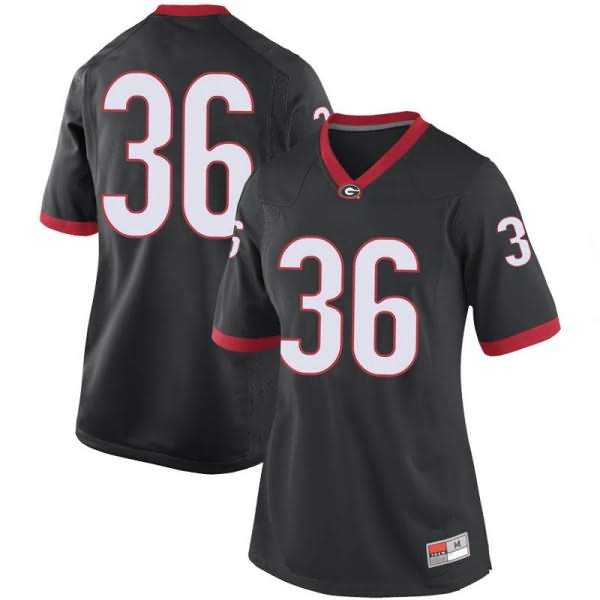 Women's Georgia Bulldogs #36 Garrett Jones Black Game College NCAA Football Jersey RAR25M7Y