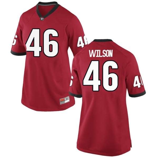 Women's Georgia Bulldogs #46 Jake Wilson Red Game College NCAA Football Jersey SMO58M4K