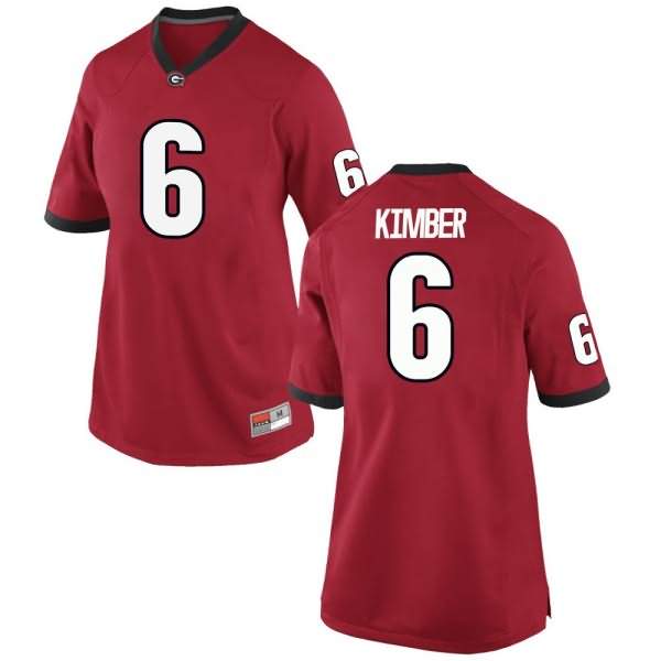 Women's Georgia Bulldogs #6 Jalen Kimber Red Game College NCAA Football Jersey XAJ44M8M