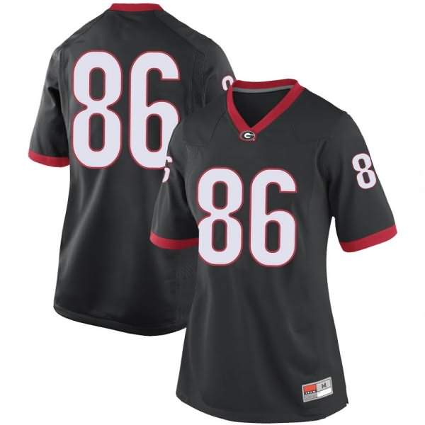 Women's Georgia Bulldogs #86 John FitzPatrick Black Replica College NCAA Football Jersey TAA13M4C