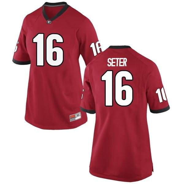 Women's Georgia Bulldogs #16 John Seter Red Game College NCAA Football Jersey HID62M3D