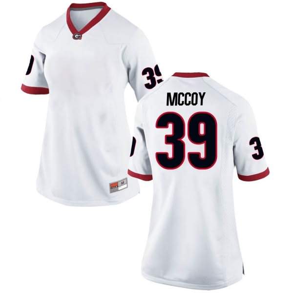 Women's Georgia Bulldogs #39 KJ McCoy White Game College NCAA Football Jersey HRV60M4T