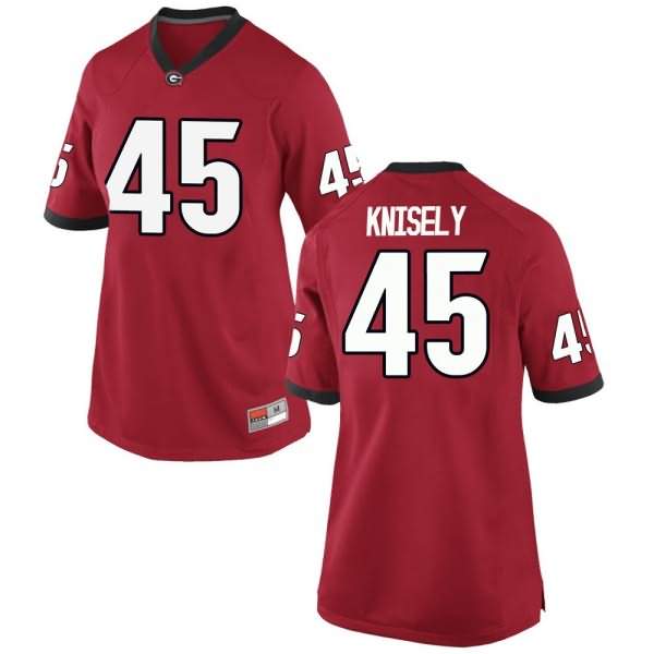 Women's Georgia Bulldogs #45 Kurt Knisely Red Game College NCAA Football Jersey GXX74M6Q