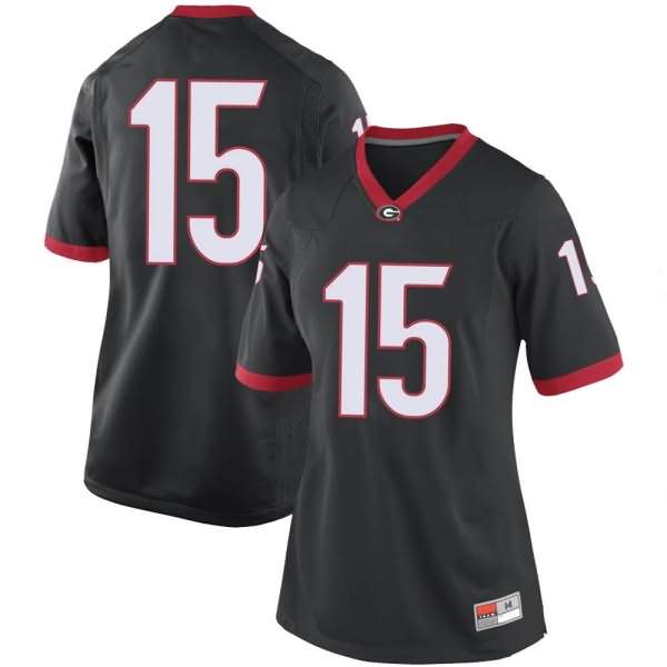 Women's Georgia Bulldogs #15 Lawrence Cager Black Replica College NCAA Football Jersey NBN00M0Z