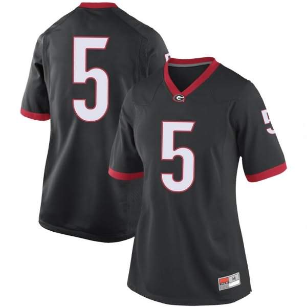 Women's Georgia Bulldogs #5 Matt Landers Black Replica College NCAA Football Jersey BQG00M8Y