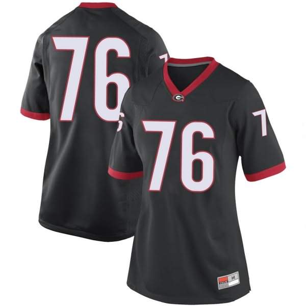 Women's Georgia Bulldogs #76 Miles Johnson Black Replica College NCAA Football Jersey TAA17M0R