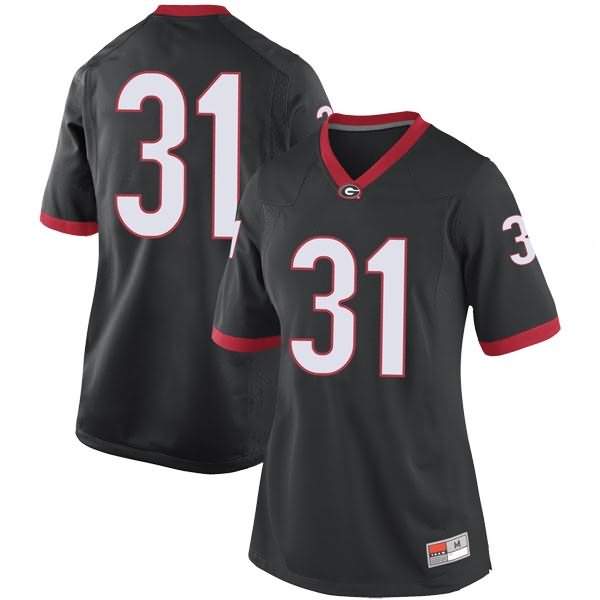 Women's Georgia Bulldogs #31 Reid Tulowitzky Black Game College NCAA Football Jersey DMN81M4E