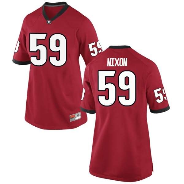 Women's Georgia Bulldogs #59 Steven Nixon Red Game College NCAA Football Jersey YDI71M4N