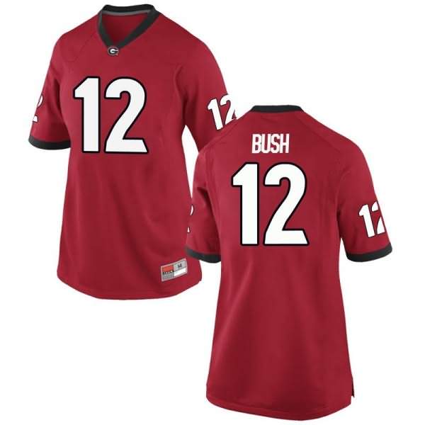 Women's Georgia Bulldogs #12 Tommy Bush Red Replica College NCAA Football Jersey LWF52M5B