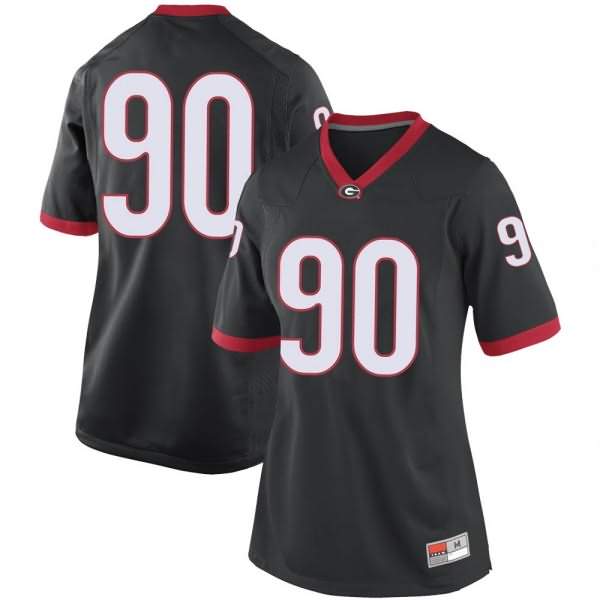 Women's Georgia Bulldogs #90 Tramel Walthour Black Game College NCAA Football Jersey LSJ35M8N