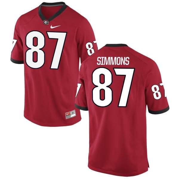 Women's Georgia Bulldogs #87 Tyler Simmons Red Authentic College NCAA Football Jersey TEW26M8F