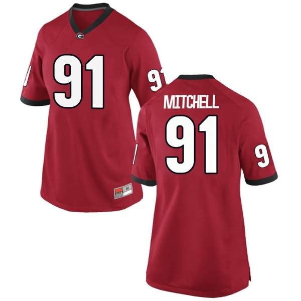 Women's Georgia Bulldogs #91 Tymon Mitchell Red Game College NCAA Football Jersey CBK62M8O