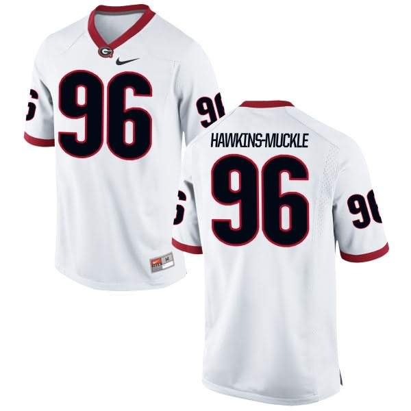 Youth Georgia Bulldogs #96 DaQuan Hawkins-Muckle White Authentic College NCAA Football Jersey NYP61M4Y