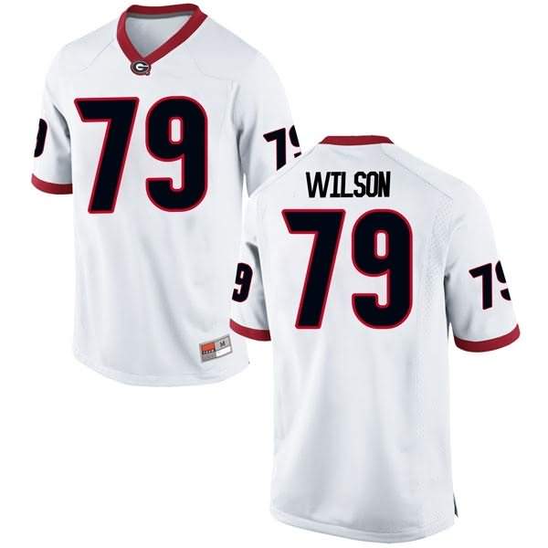 Youth Georgia Bulldogs #79 Isaiah Wilson White Replica College NCAA Football Jersey YVG41M8L