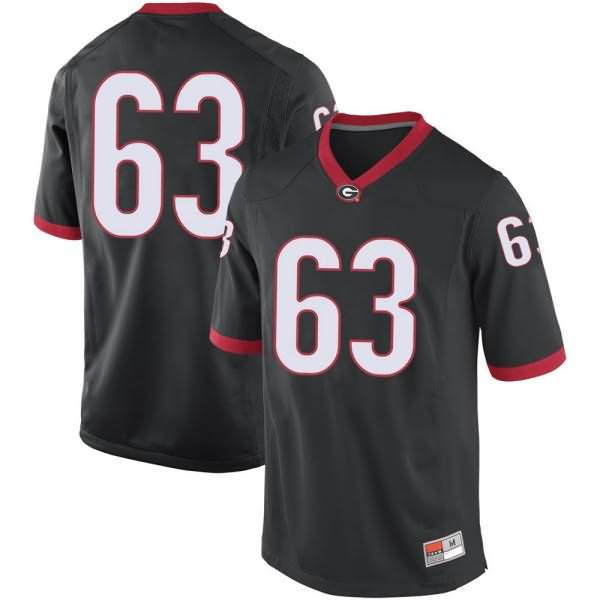 Youth Georgia Bulldogs #63 Sedrick Van Pran Black Replica College NCAA Football Jersey DEH67M0U